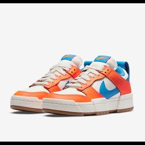 Womens Nike Low Dunks - Light Photo Blue Total Orange